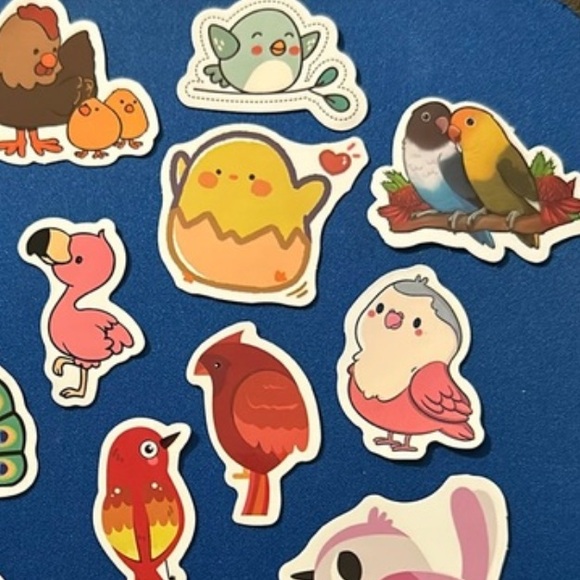 NEW! - Set of 16 bird stickers - peacock flamingo hen chicken parrot parakeet - Picture 5 of 8